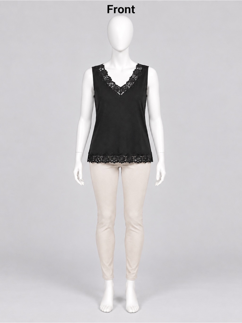 Coldwater Creek Black Lace-Trim V-Neck Tank